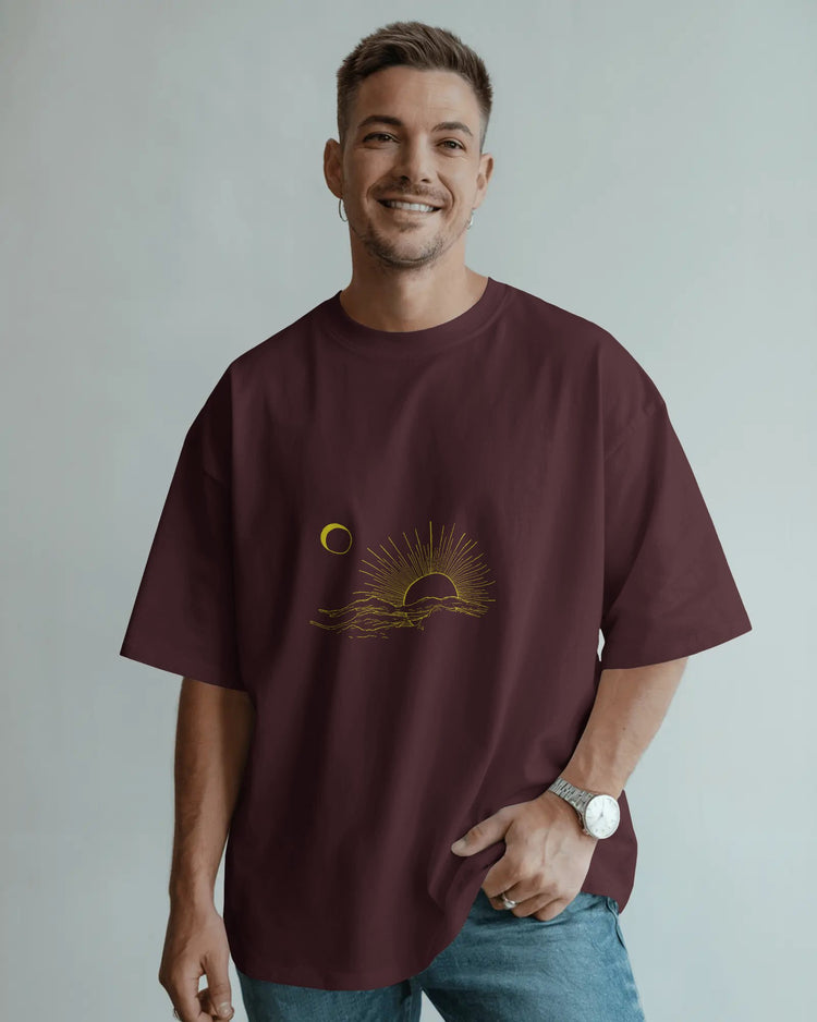 Young adult wearing an oversized -shirt