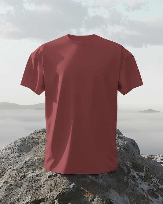 Red t-shirt on a rock with a desert landscape in the background